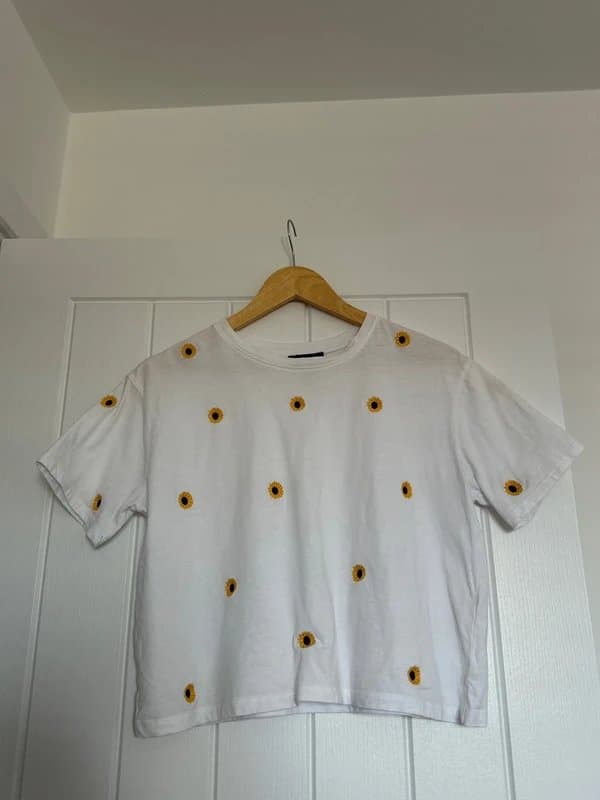 New Look New Look Daisy Print White Croptop