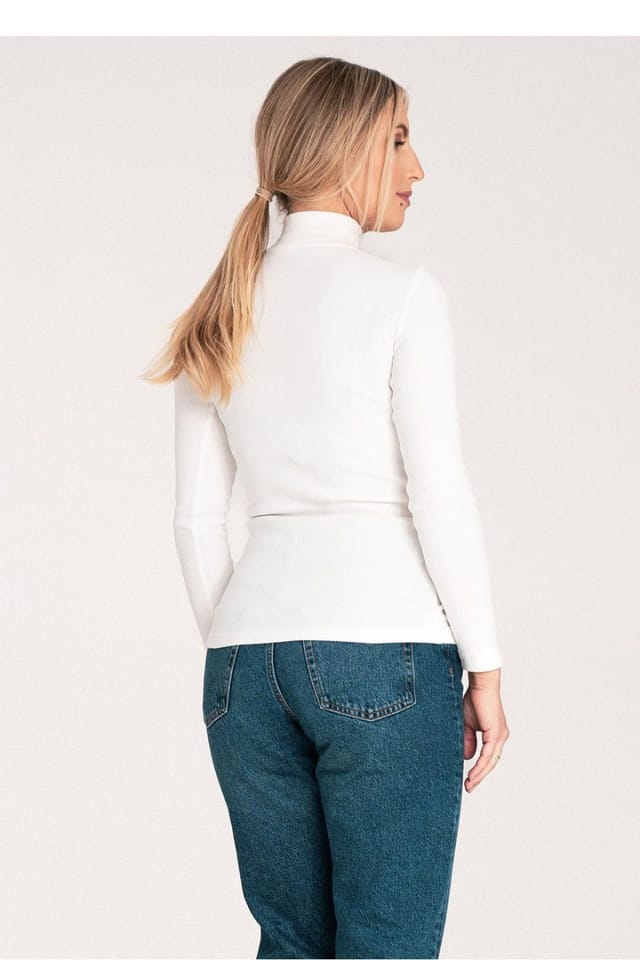 Love Lace Love Lace Women's Classic Cotton Turtleneck Long Sleeve Ribbed Style 203355 in White - 3