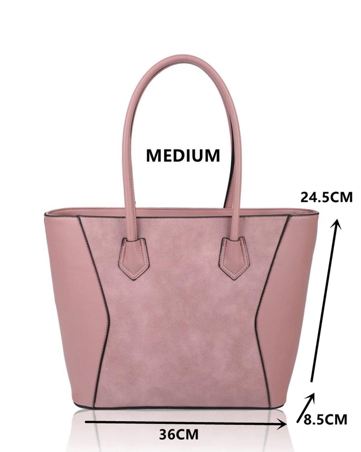 Fontanella Fashion Fontanella Fashion Women's Squisita Elegant 4in1 PU Leather Handbag x Tote bag with Purse in Pink - 3