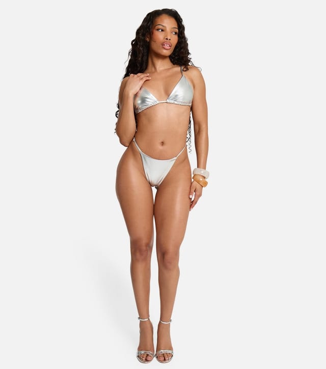 Public Desire Women's Silver Foiled Bikini Top Public Desire New Look - 3