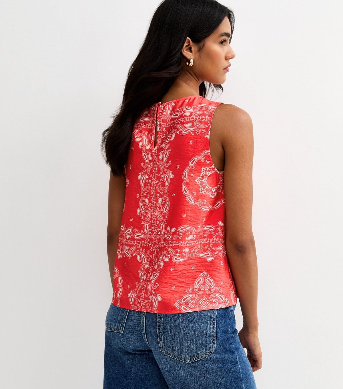 New Look Women's Red Paisley Bandana Sleeveless Top New Look - 4