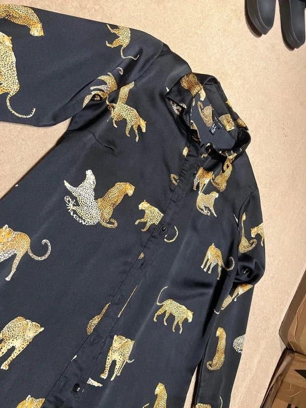 New Look New Look black leopard satin shirt size UK12