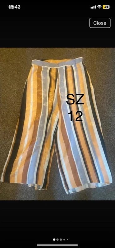 ASOS Coral Grey Striped Silky Culottes Cropped Wide Trousers