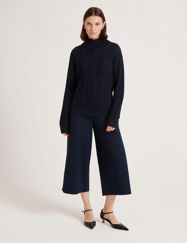 Finery London Finery London Women's Vivana Turtle Neck Knitted Sweater in Dark Navy - 2