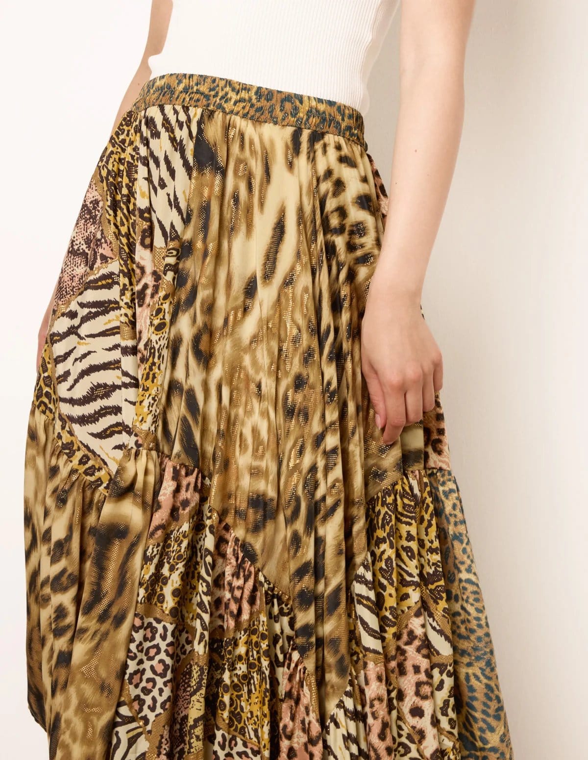 Blue Vanilla Animal Asymmetric Midi Skirt - 4