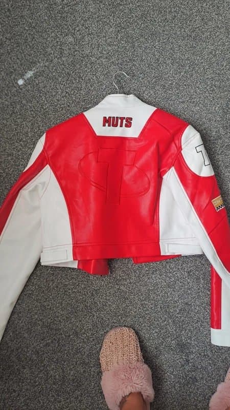 Giorgia Brand new cropped leather look biker jacket