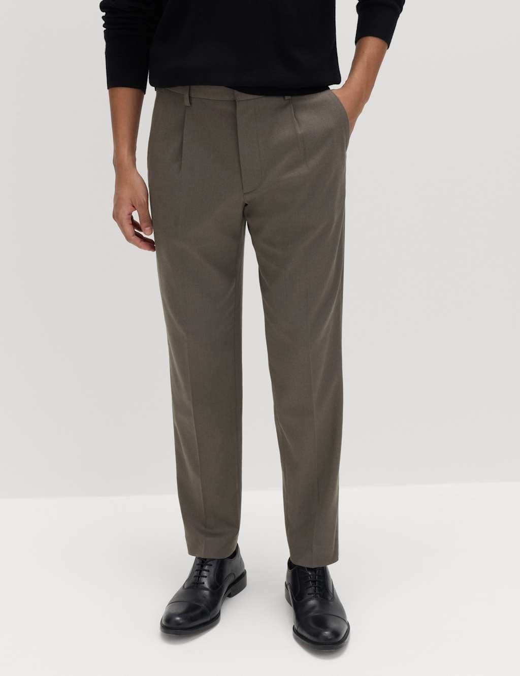 Marks & Spencer M&S Tailored Fit Stretch Smart Trousers Mole