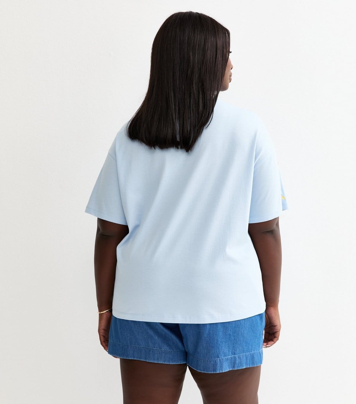 New Look Women's Plus Size Light Blue Fruit Embroidered Boxy T-Shirt Curves New Look - 4