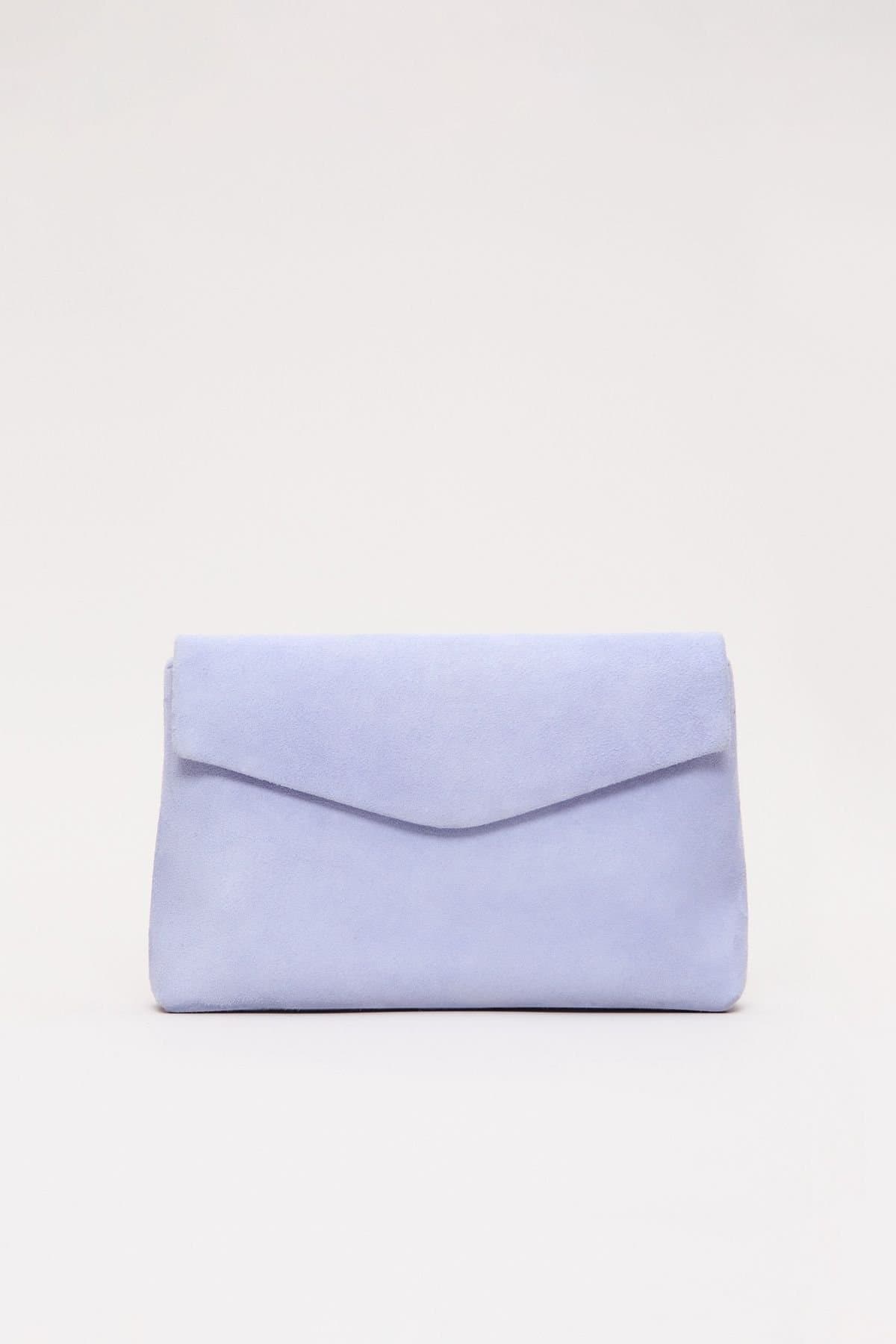 Phase Eight Phase Eight Baby Blue Suede Envelope Clutch Bag
