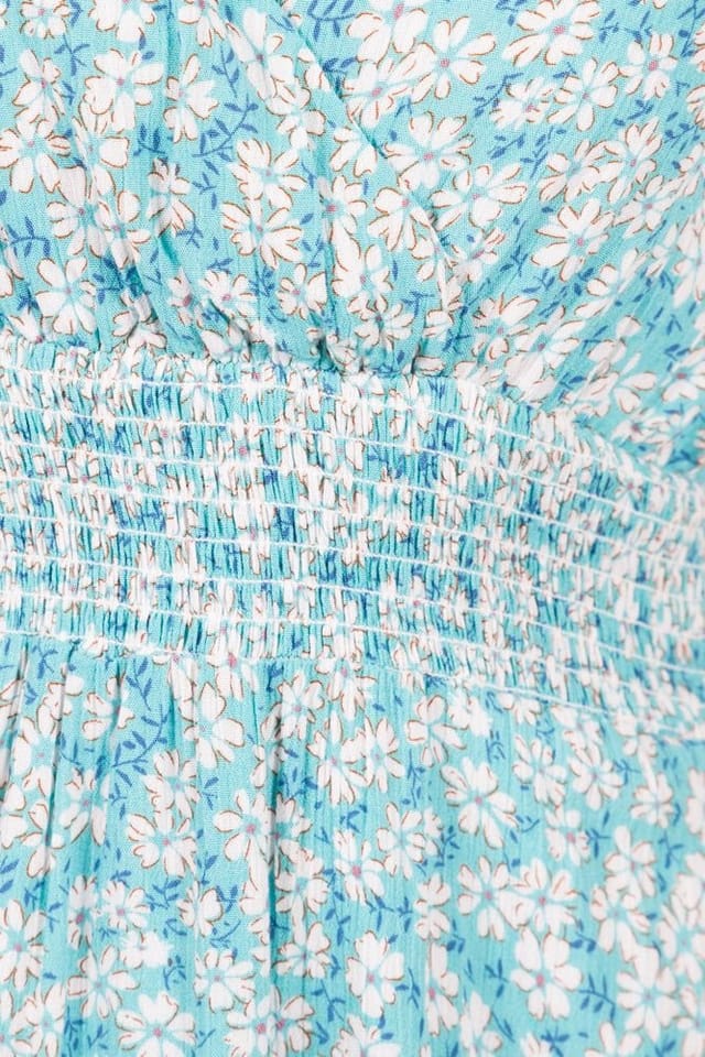 SOLO SOLO Women's Smock Waist Ditsy Print Dress in Blue - 3