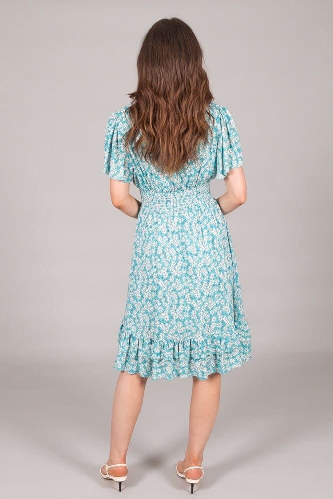 SOLO SOLO Women's Smock Waist Ditsy Print Dress in Blue - 4