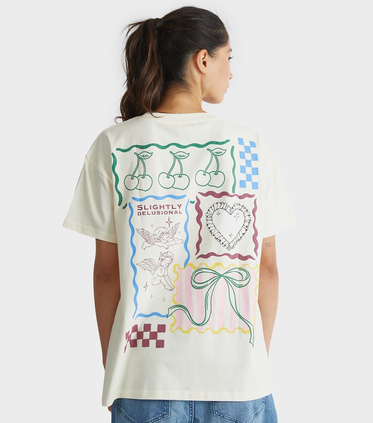 Skinnydip Women's Cream Patchwork Print T-Shirt Skinnydip New Look