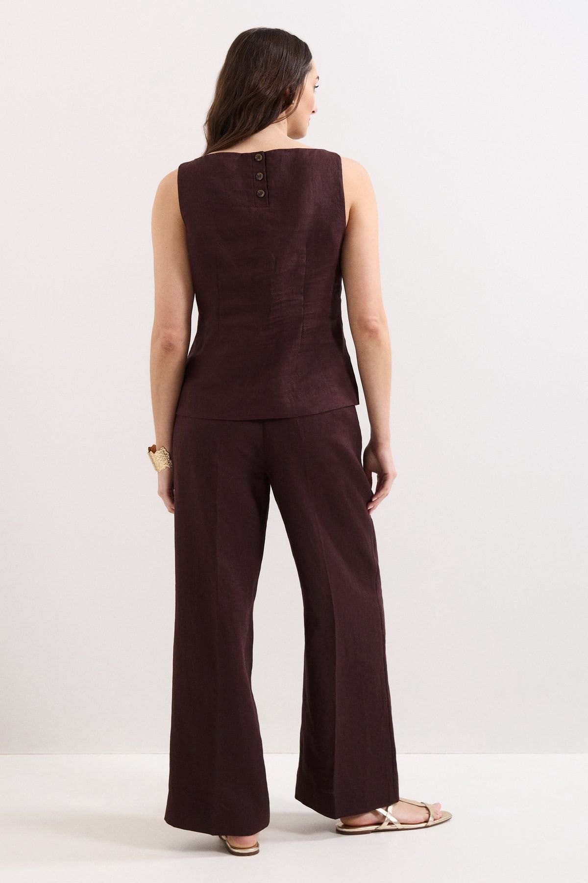 Phase Eight Phase Eight Women's Zoey Linen Trousers in Dark Brown - 4