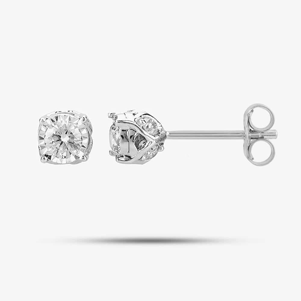 T.H.Baker T.H.Baker Women's 9ct White Gold Diamond Stud Earrings