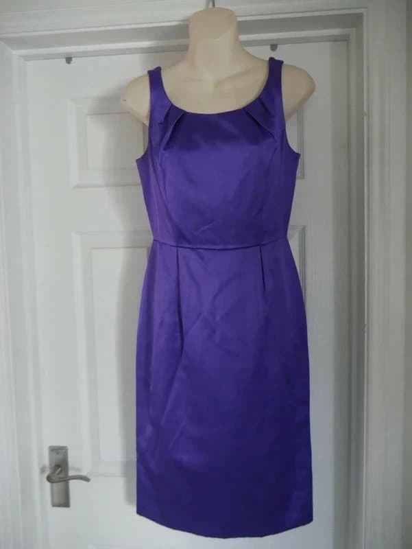 LK Bennett Purple Satin Dress Size 8 Ladies Evening Party Womens Pencil Cocktail LK Bennett