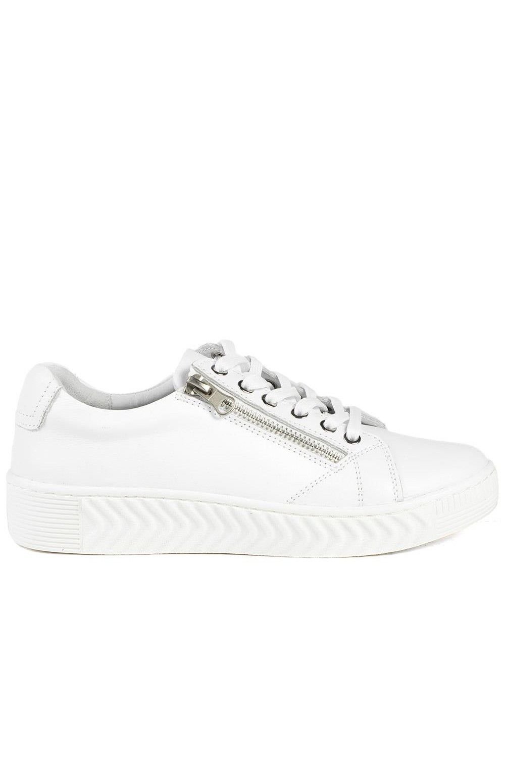 Pavers Pavers Women's Wide Fit Leather Breathable Platform Trainers in White - 2