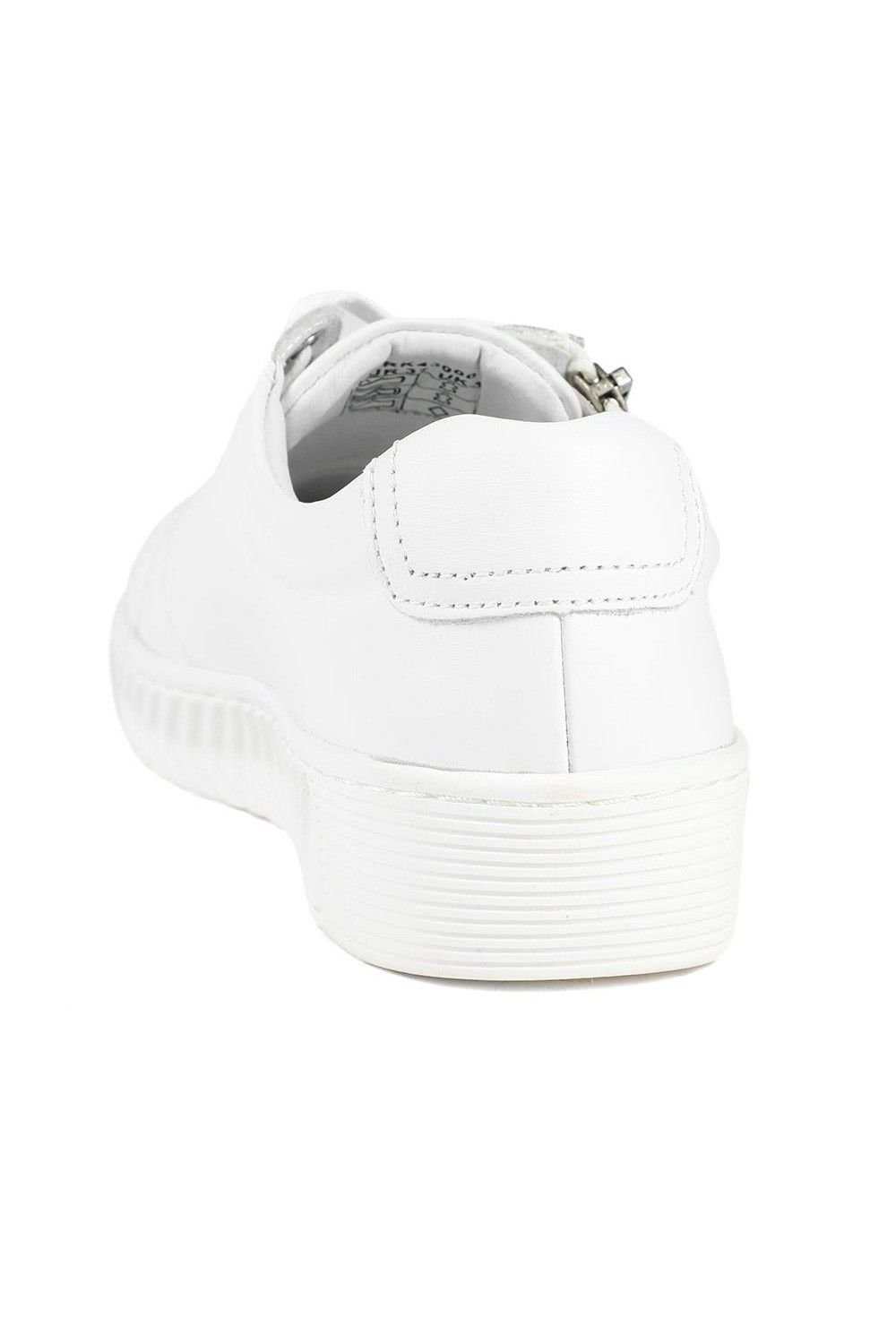 Pavers Pavers Women's Wide Fit Leather Breathable Platform Trainers in White - 3
