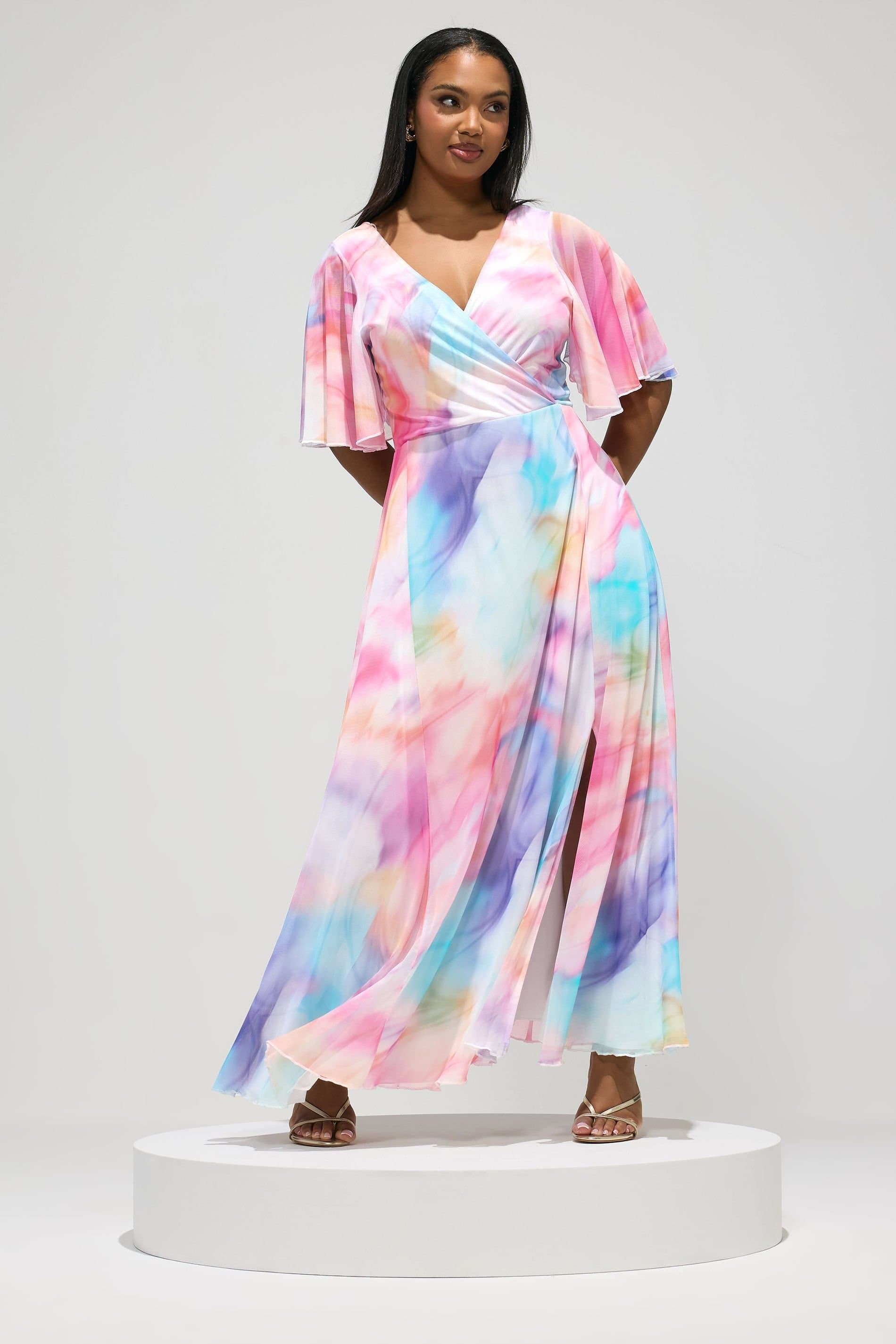 Yours Yours Women's Blurred Abstract Wrap Dress