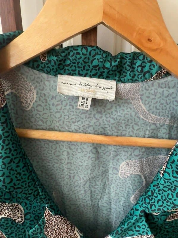 Never Fully Dressed Never Fully Dressed Leopard Print Shirt UK 8 Green Panther Blouse Animal Print Blogger