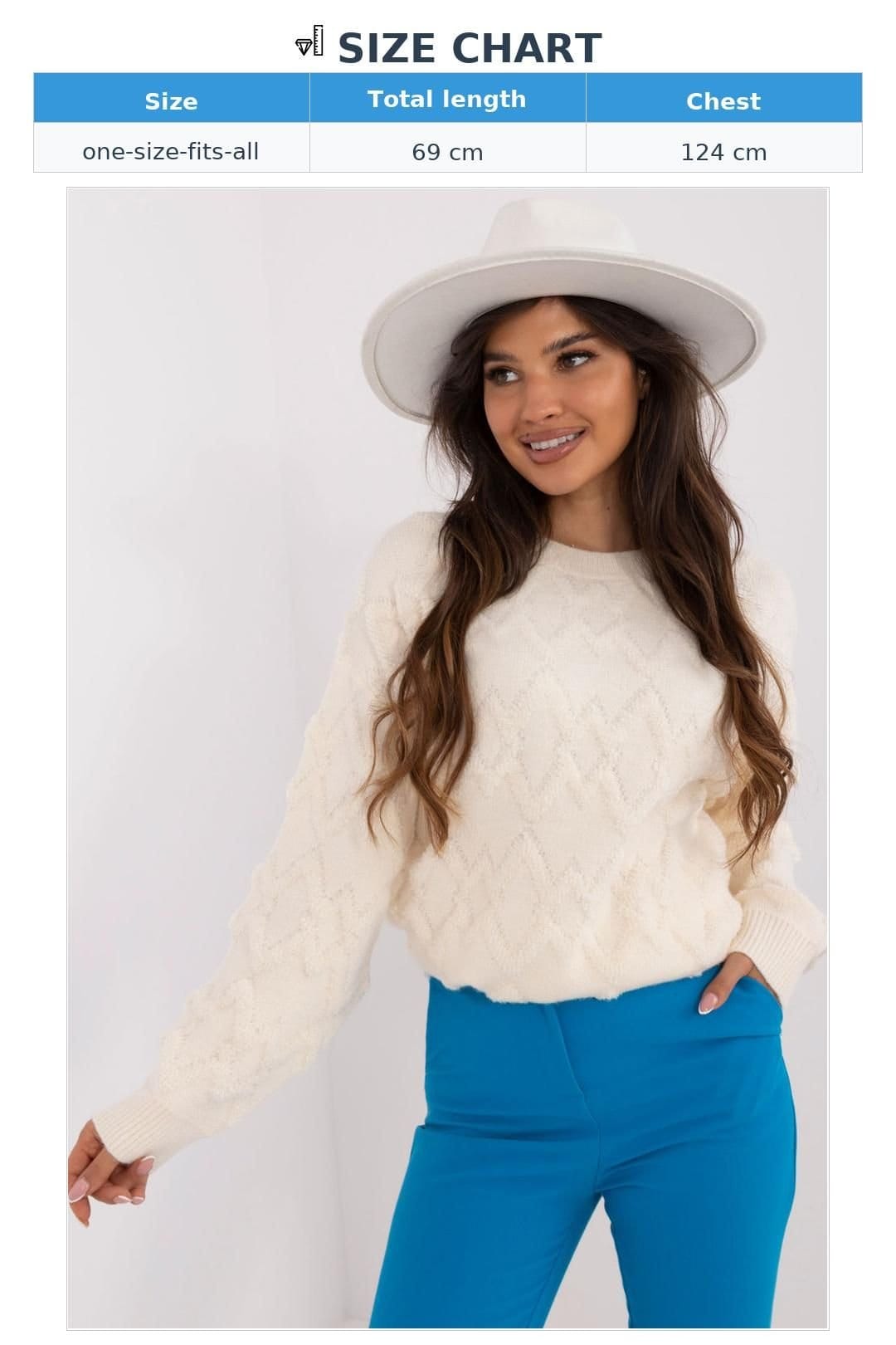 Love Lace Love Lace Women's Textured Round Neck Casual Sweater in Cream - 4