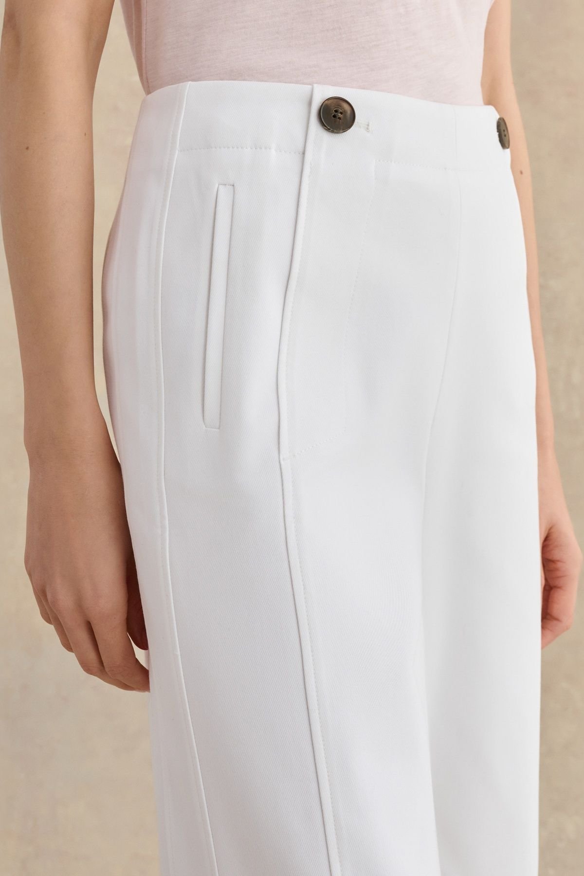 Hobbs London Hobbs London Women's Kimmi High Rise Culotte Trousers in Cool White - 3