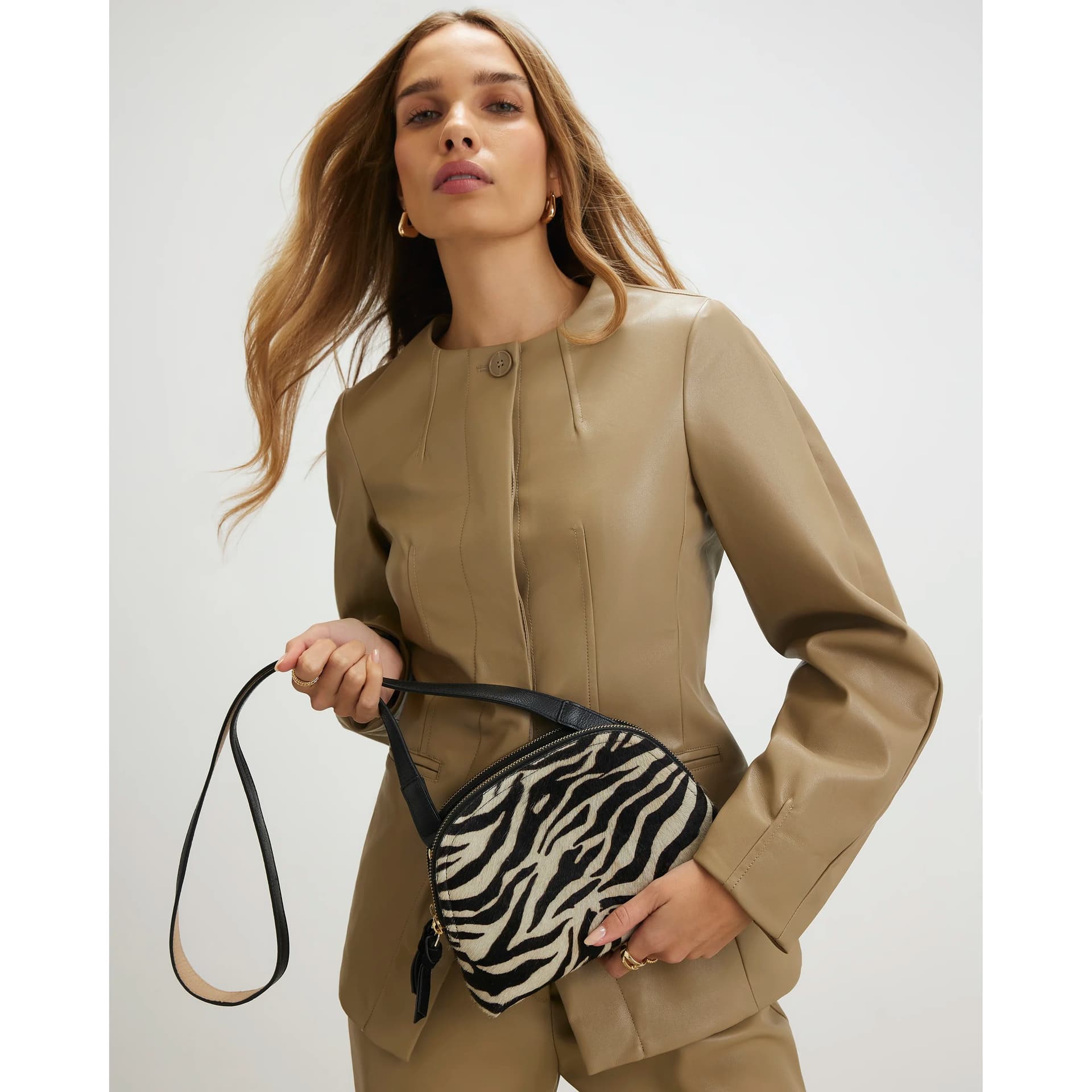 River Island River Island Womens Black Hair On Leather Zebra Cross Body Bag
