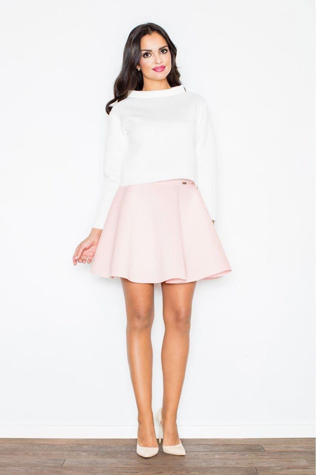 Love Lace Love Lace Women's Flared Laser Cut Mini Skirt Elegant Fit in Pink