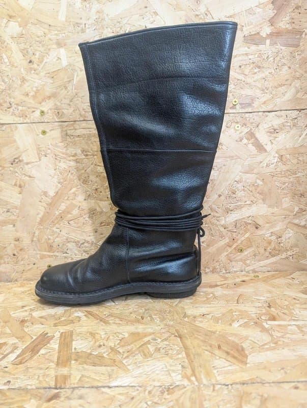 Trippen Trippen Full Grain Black Leather Boots Women UK Size 4 EU 37 Strap Lace Tie