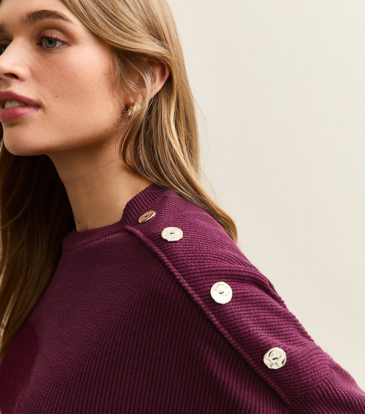 New Look Women's Burgundy Rib Jersey Long Sleeve Top New Look