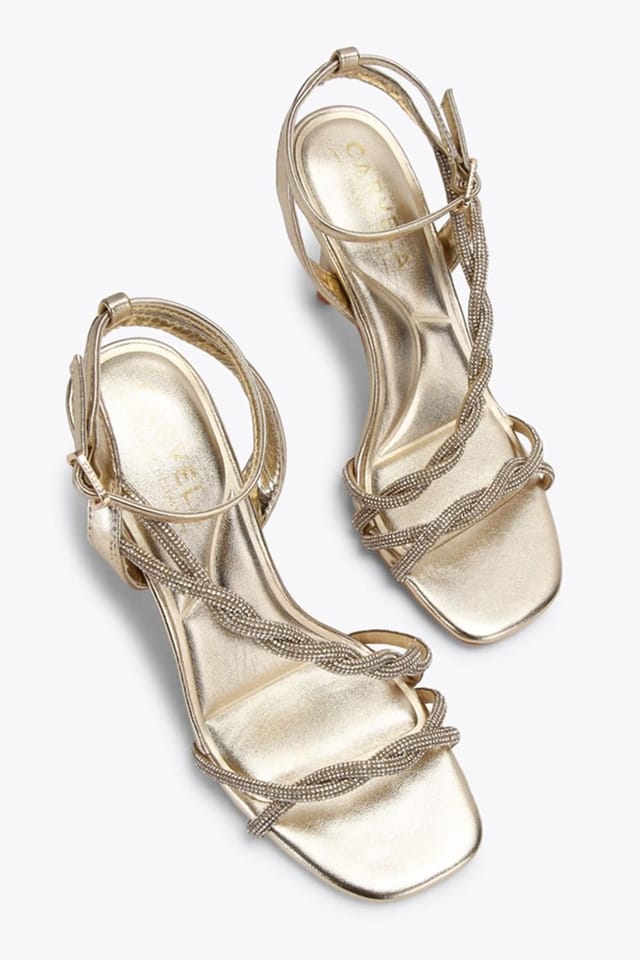 Carvela Carvela Women's 'Loopi Sandal' Fabric Heels in Gold - 2