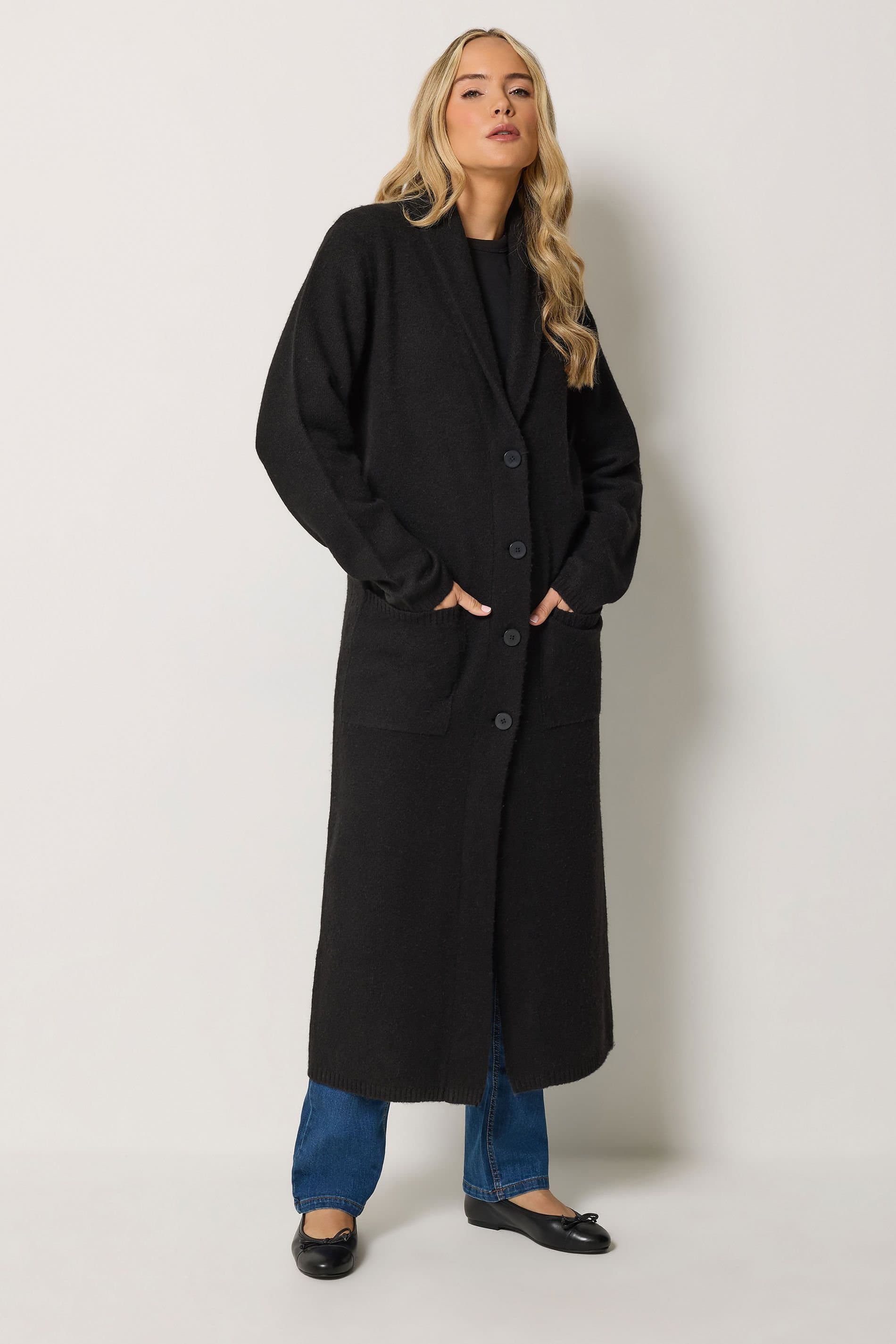 Long Tall Sally Long Tall Sally Women's Tall Knitted Coatigan in Black