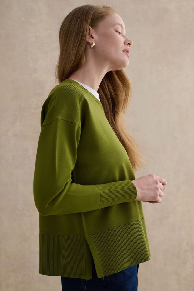 Hobbs London Hobbs London Women's Marsha Crew Neck Jumper in Green - 3