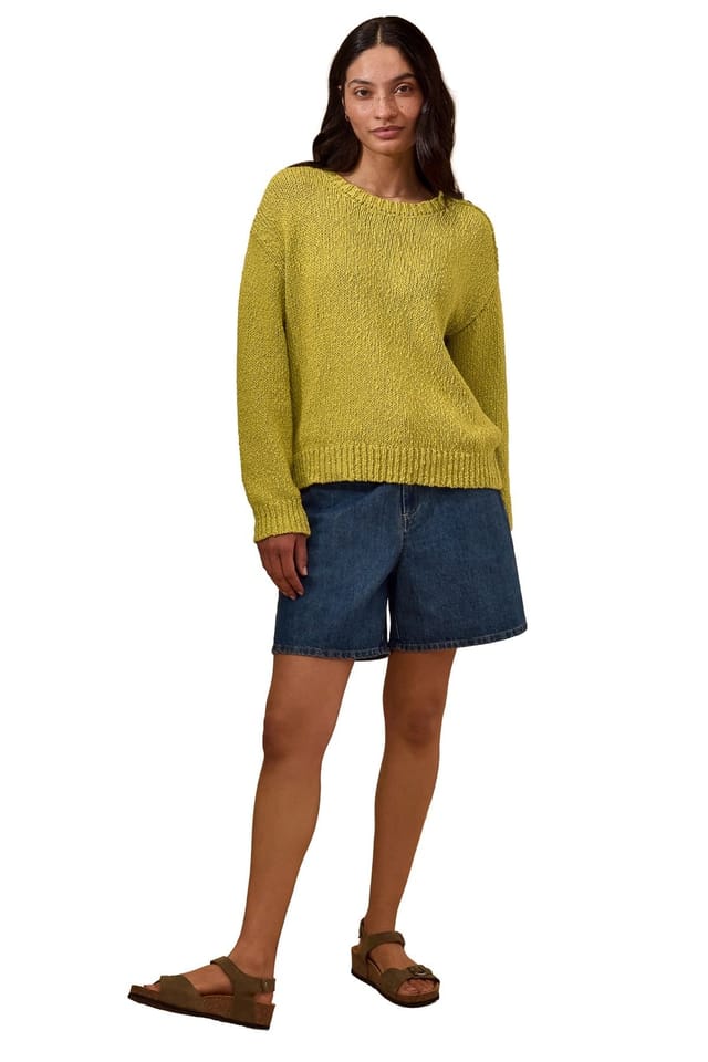 Celtic & Co Celtic & Co Women's Slub Knit Button Detail Sweater in Mustard - 3