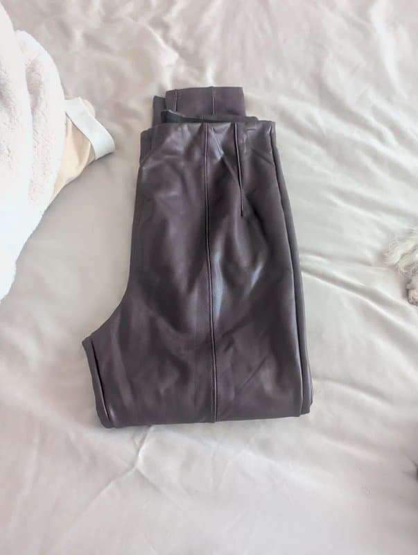 New Look Brown leather leggings