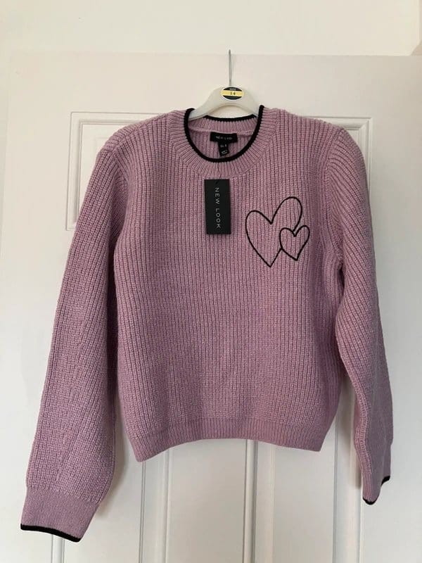 New Look Pink Ribbed Cropped Jumper Size 14