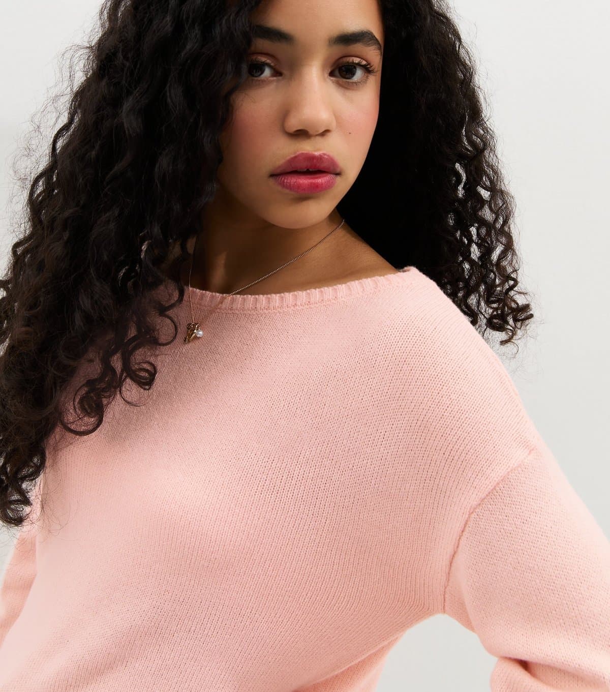 New Look Girls' Light Pink Slash Neck Jumper New Look