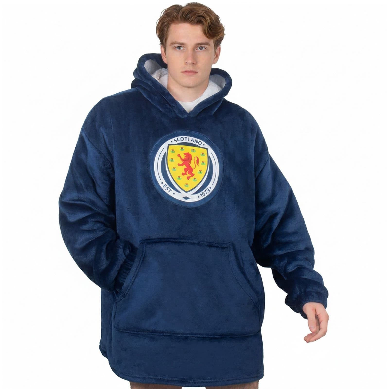 Scottish FA Scottish FA Men's Adults Fleece Oversized Hoodie Blanket in Navy