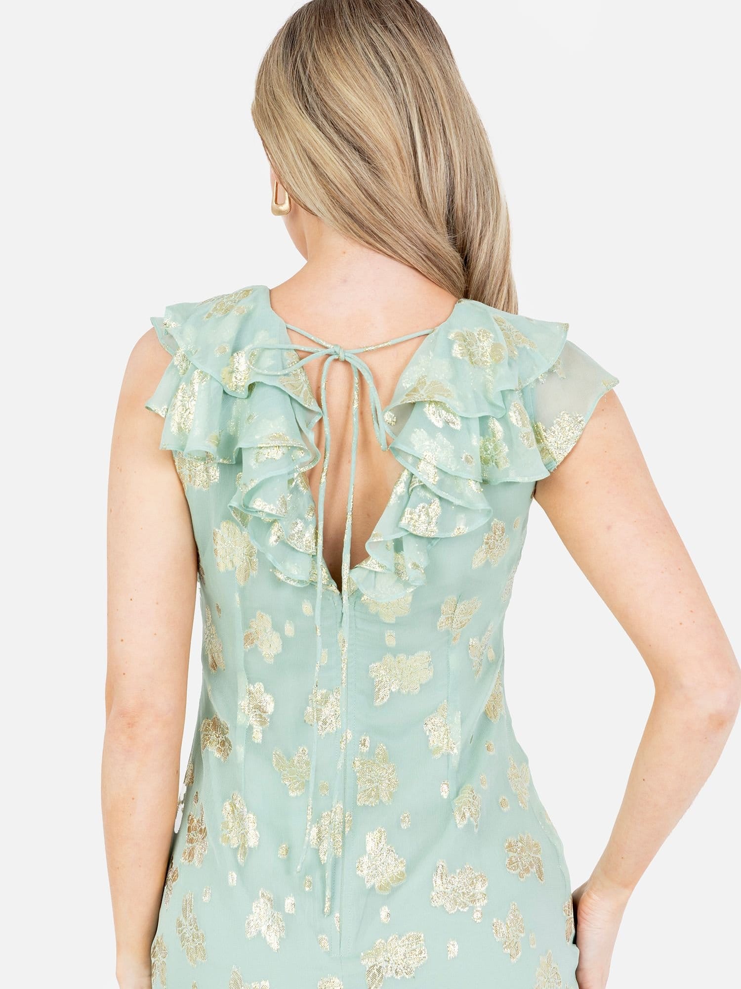 Maya Deluxe Maya Deluxe Women's Floral Ruffle Midi Dress in Green - 4
