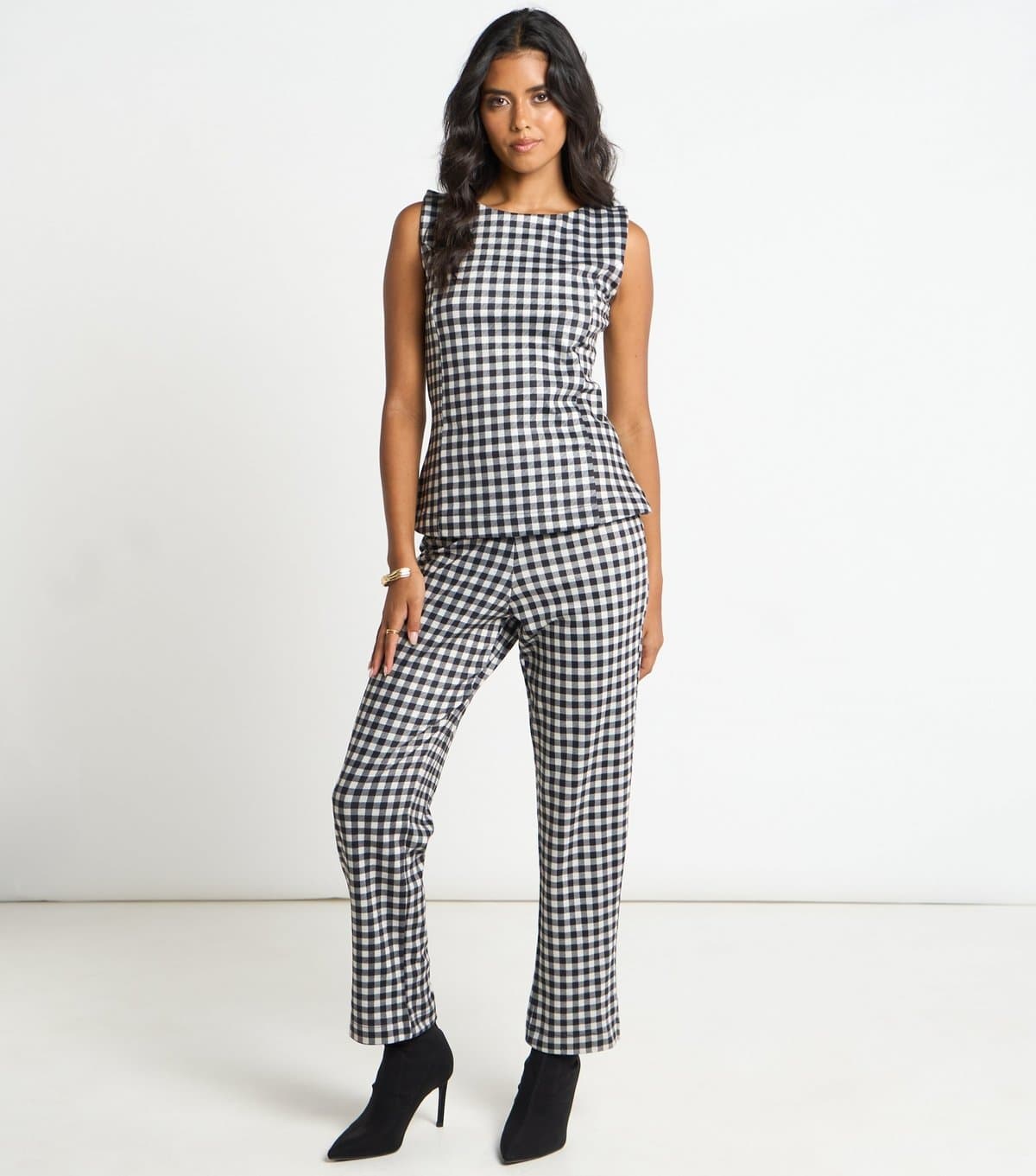 ARCH Women's Black Gingham Straight Leg Trousers ARCH New Look