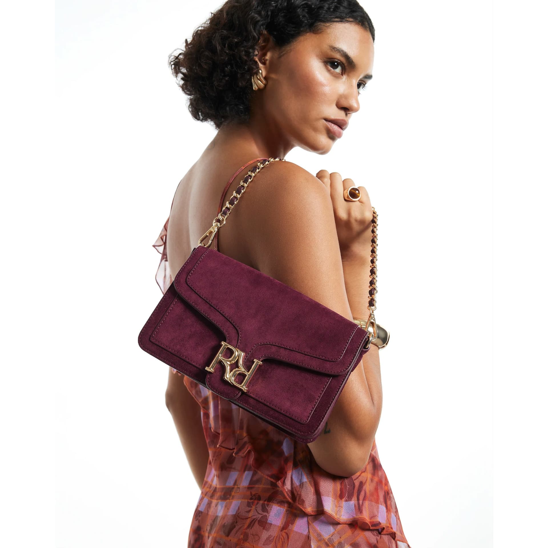 River Island River Island Womens Burgundy Rr Flap Front Shoulder Bag