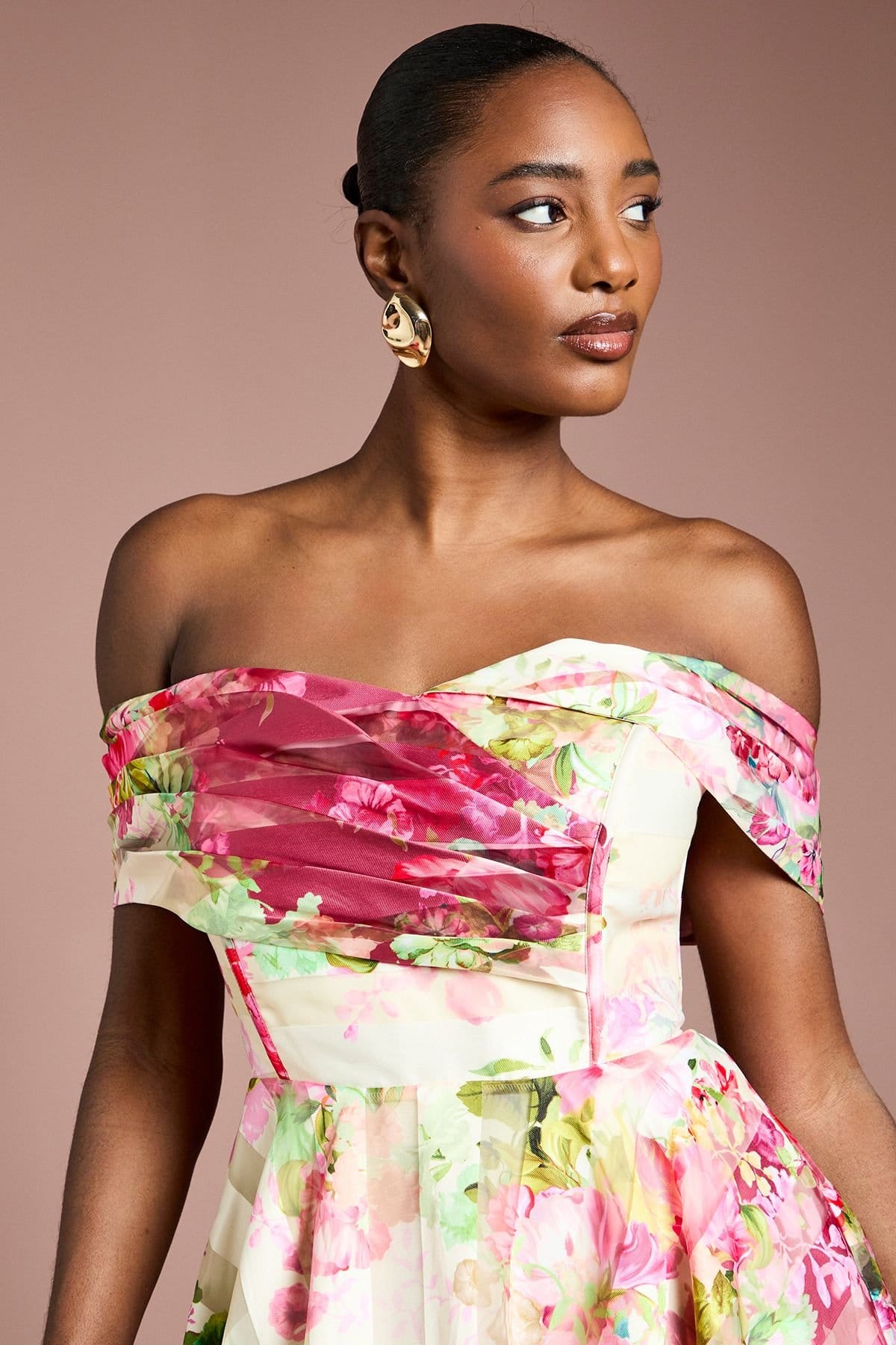 Coast Coast Women's Stripe Organza Pleat Top Midi Dress in Ivory - 4