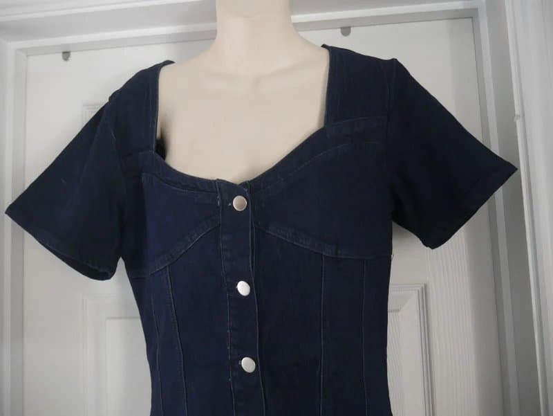 PrettyLittleThing Pretty Little Thing Dress Ladies Size 14 Blue Navy Denim BNWT New A-Line Knee