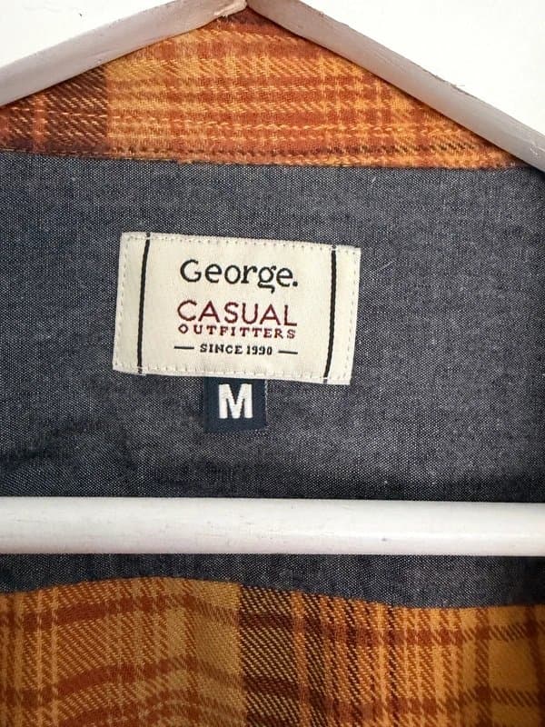 George George Casual Outfitters Ochre Check Flannel Shirt Womens Medium Cotton