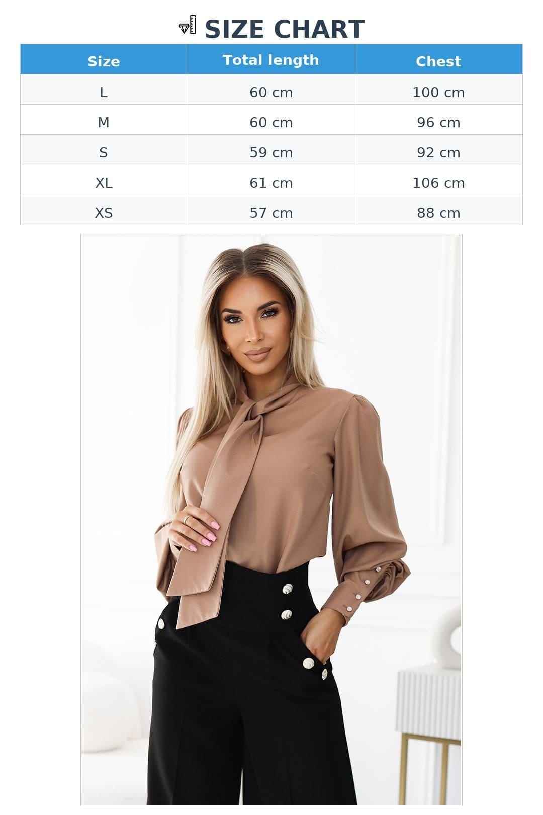 Love Lace Love Lace Women's Elegant Tie Neck Office Blouse in Brown - 4