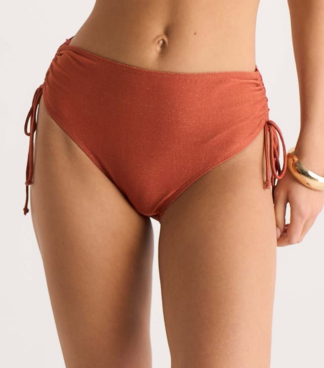 Gini London Women's Rust Metallic Ruched Bikini Bottoms Gini London New Look - 2