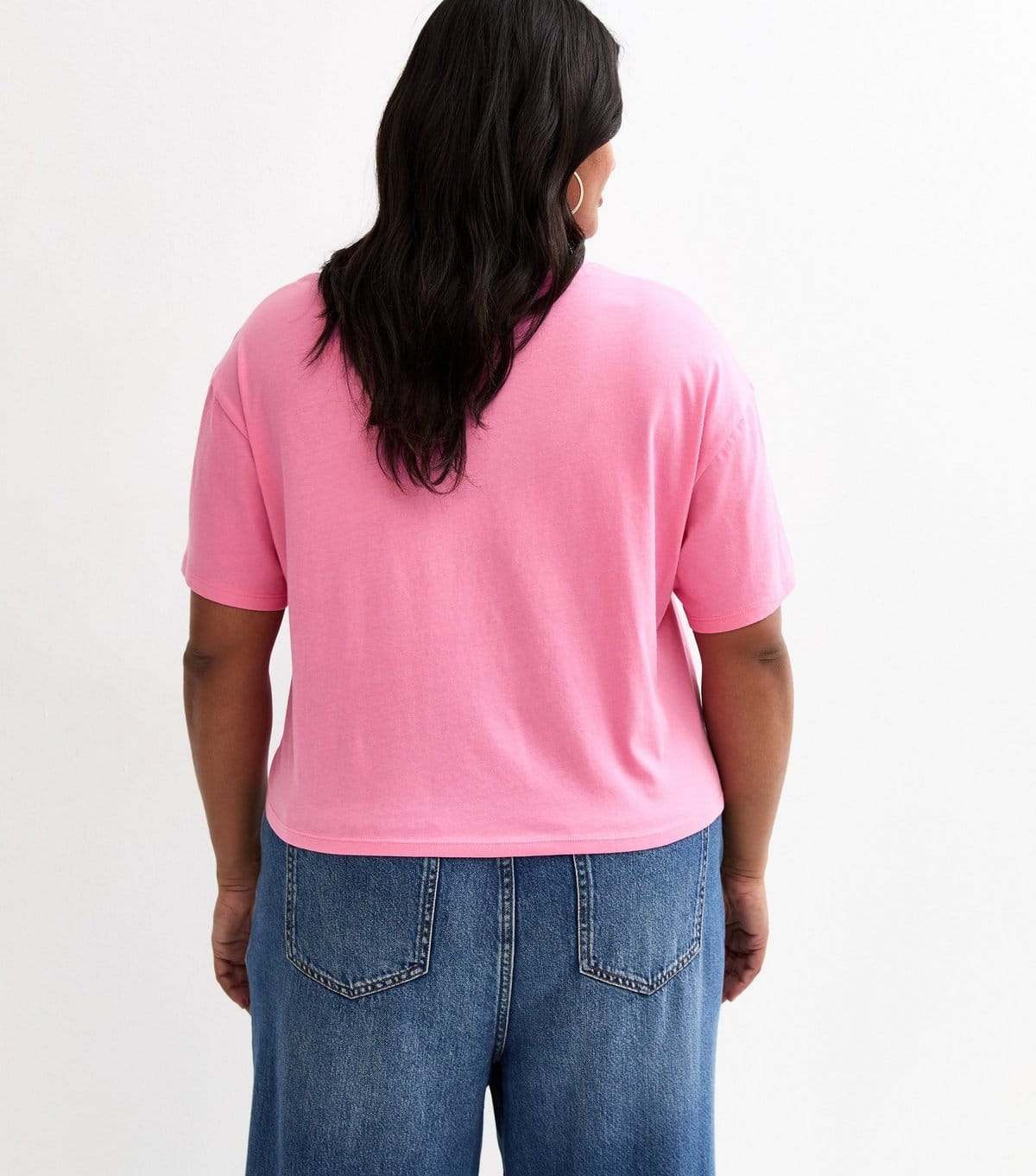 New Look Women's Plus Size Bright Pink Tie Front T-Shirt Curves New Look - 4