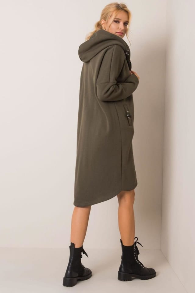 Love Lace Love Lace Women's Extended Cut Zip Hoodie Sweatshirt Pockets Style 168766 in Olive - 3