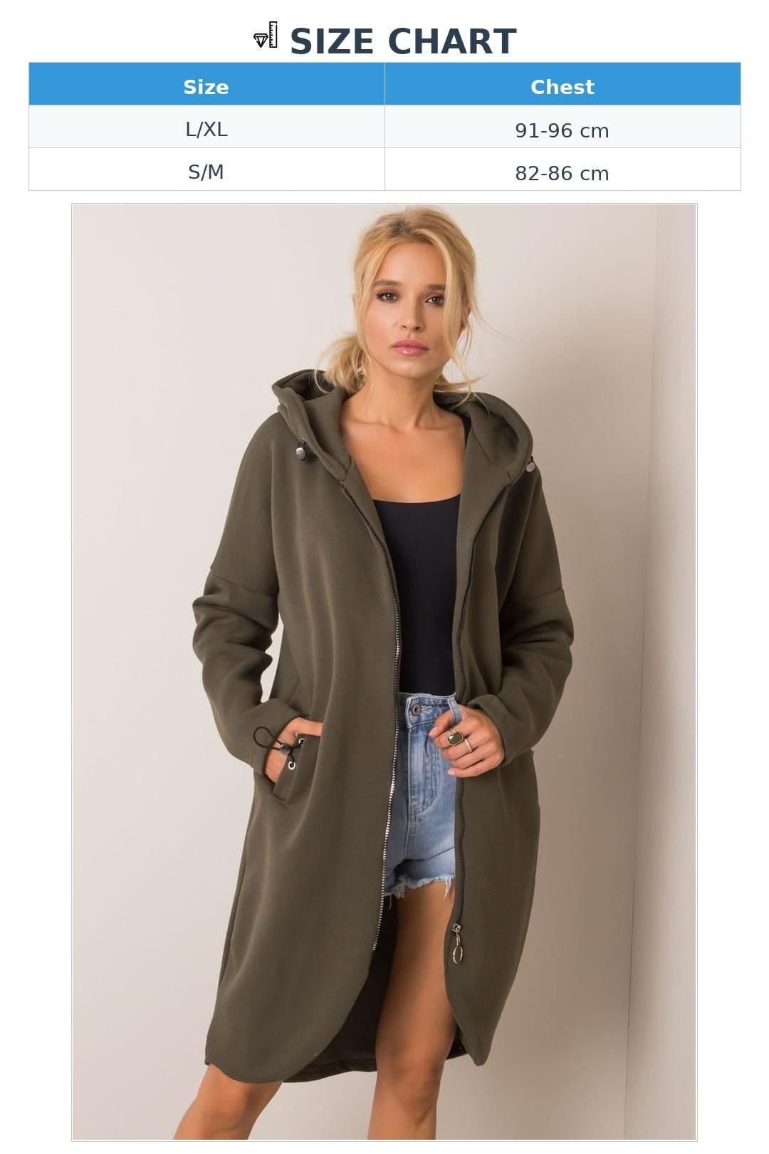 Love Lace Love Lace Women's Extended Cut Zip Hoodie Sweatshirt Pockets Style 168766 in Olive - 4