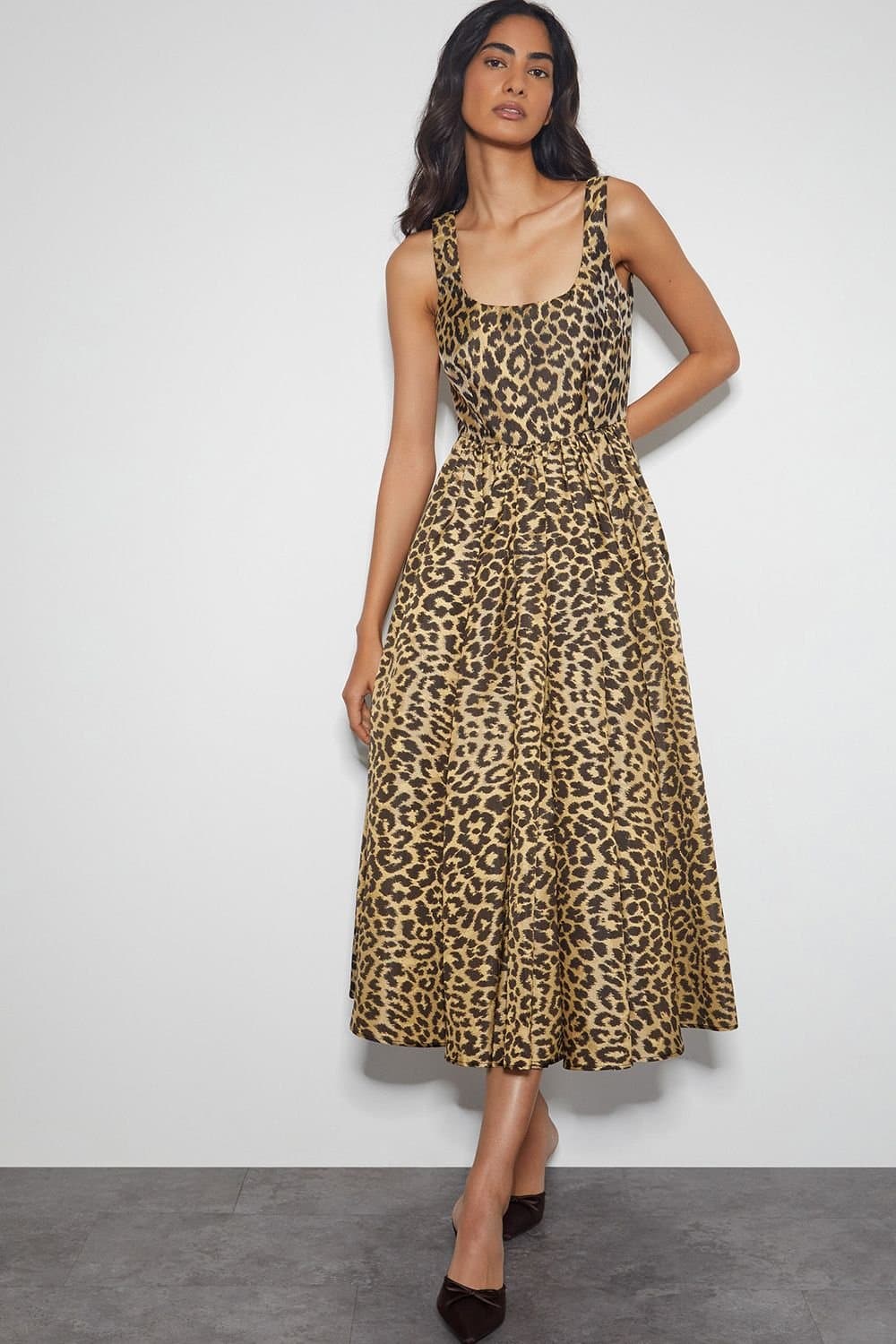 Monsoon Monsoon Women's Sicily Fit & Flare Midi Dress Brown