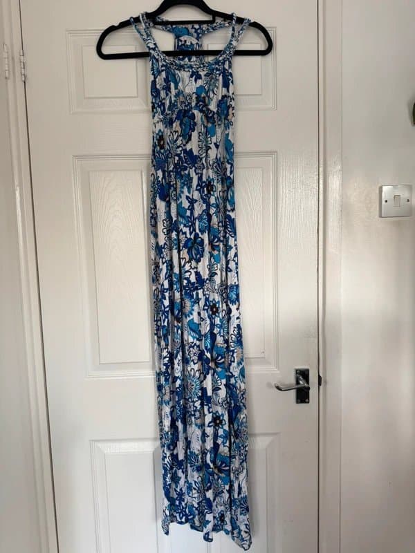 New Look White blue maxi dress floral flowers